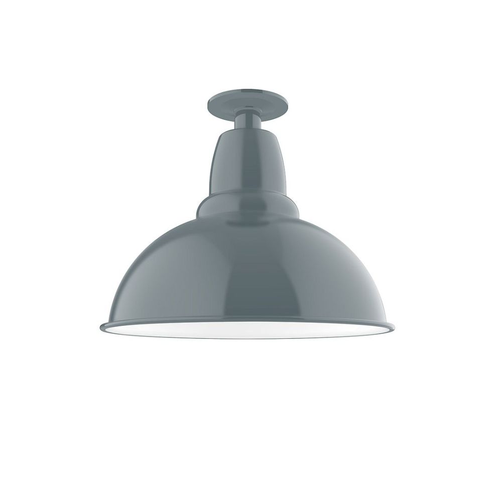 Montclair Lightworks FMB107-40-G05 14" Cafe Flush Mount Light With Clear Glass And Cast Guard In Slate Gray